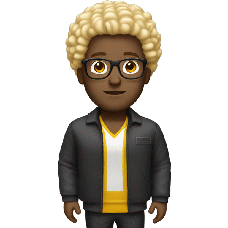 man. blonde small afro and glasses in mcdonald’s outfit emoji