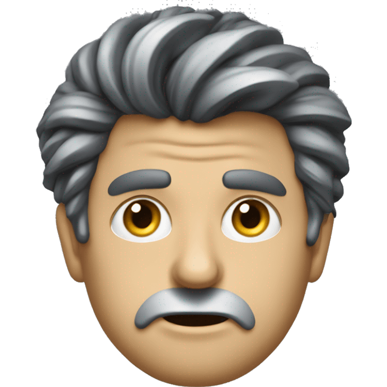 An emoji of a figure resembling the Argentine president Javier Milei, with wild, tousled hair and wearing a suit. The expression is intense, with wide-open eyes and a passionate, determined look.  emoji