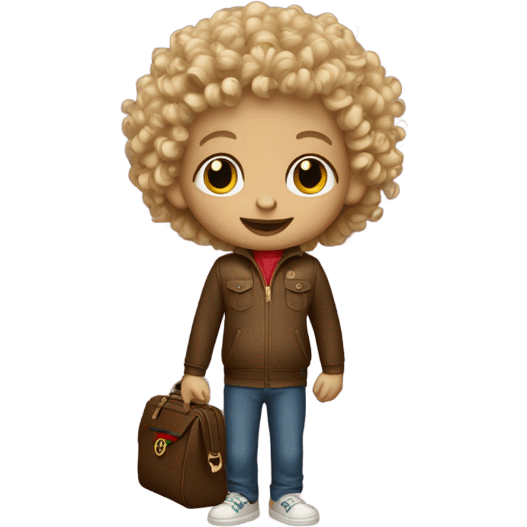 Blond Curly haired monkey with gucci bag emoji