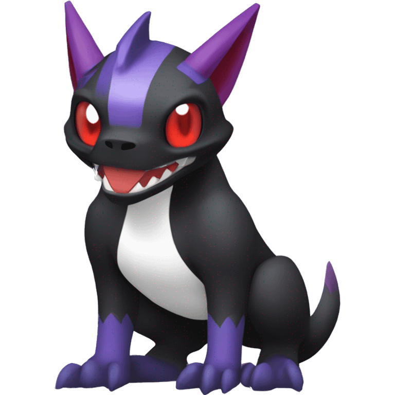 Black Cool Edgy Nargacuga-Houndoom-Garchomp-Noivern Fakémon  with White and Red and purple and black Edgy markings emoji