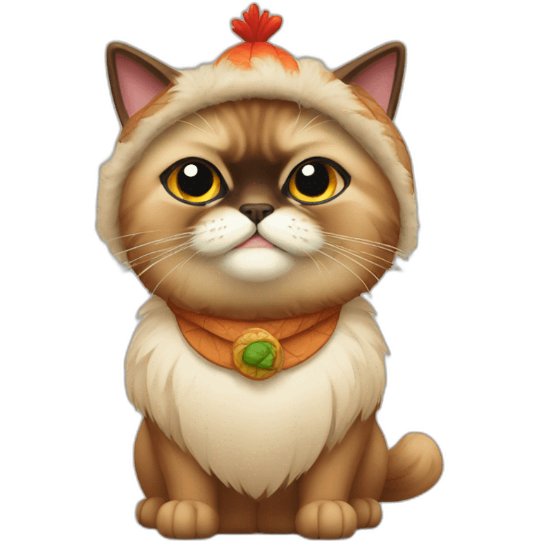 himalayan cat wearing turkey costume emoji