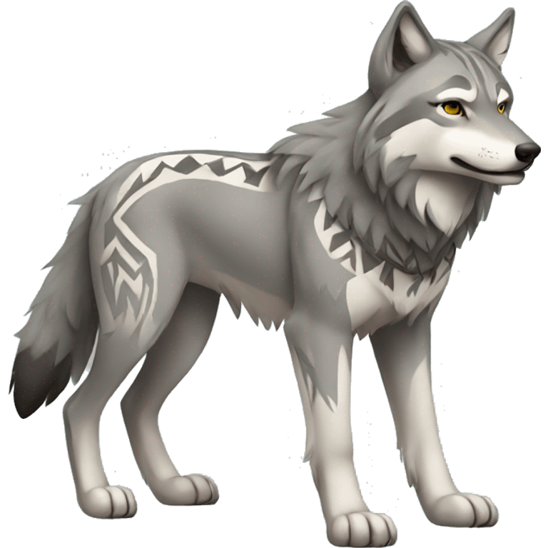 GreyWolf With Tribal Markings Full Body emoji