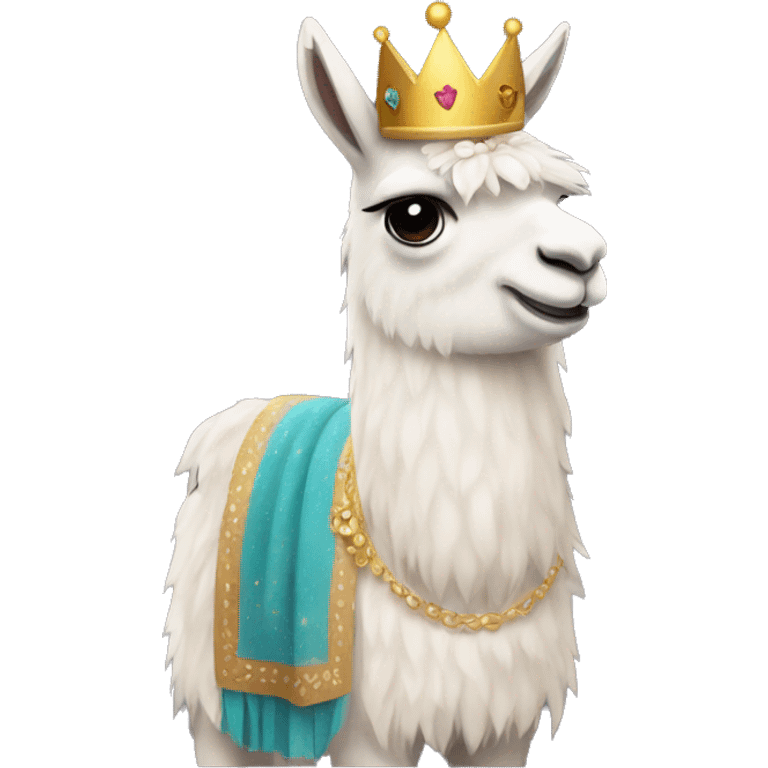 llama with a dress and a crown  emoji