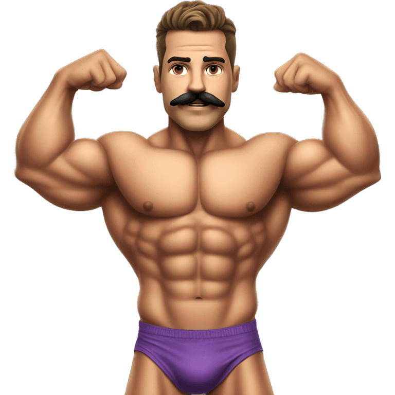 Muscular gay bodybuilder with mustache bikini realistic emoji