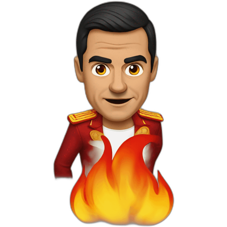 Pedro Sánchez with a Spain and flames  emoji