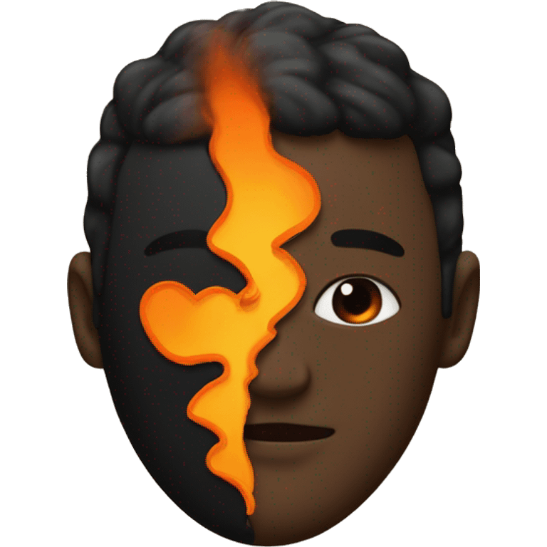 Half black and half orange burnt life beat cardiogramme emoji