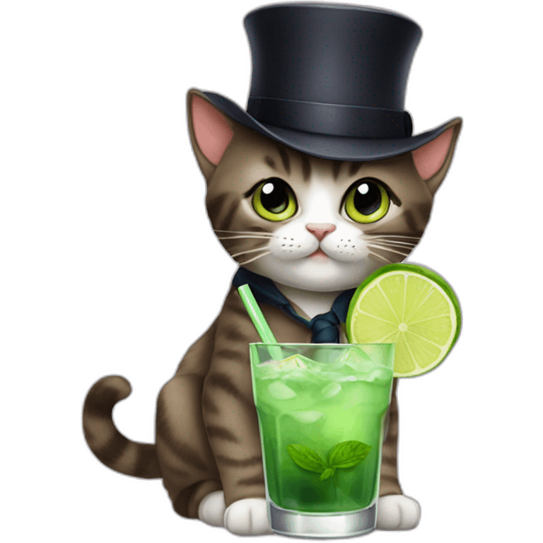 baby sherlock holmes cat drinking mojito emoji