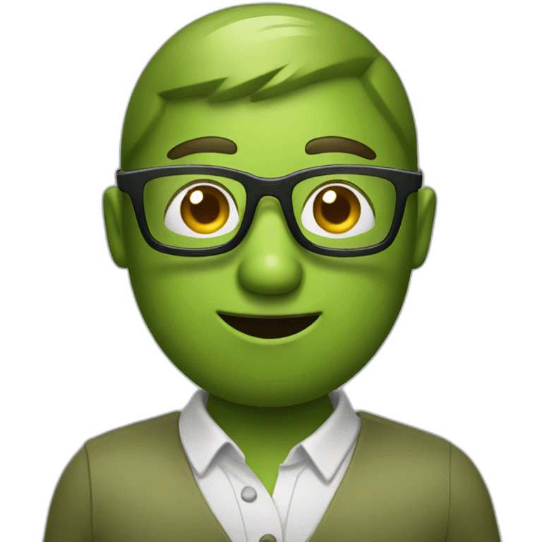 Green Olive wearing glasses emoji