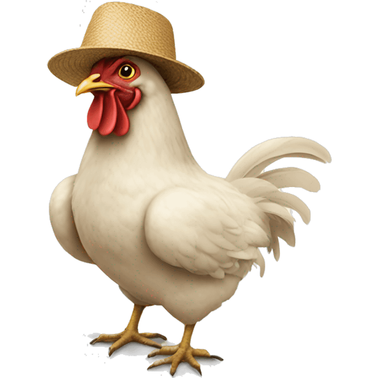 chicken wearing coconut bra and hat emoji