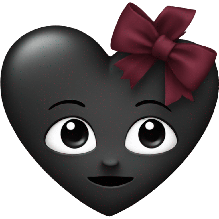 black heart with burgundy bow emoji