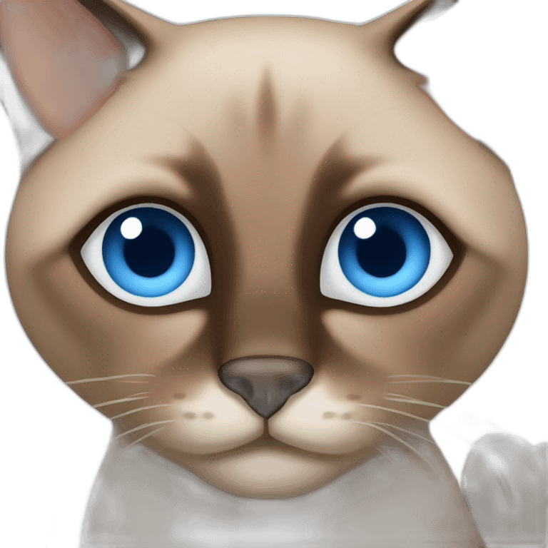 a chocolate brown Siamese cat with blue eyes emoji