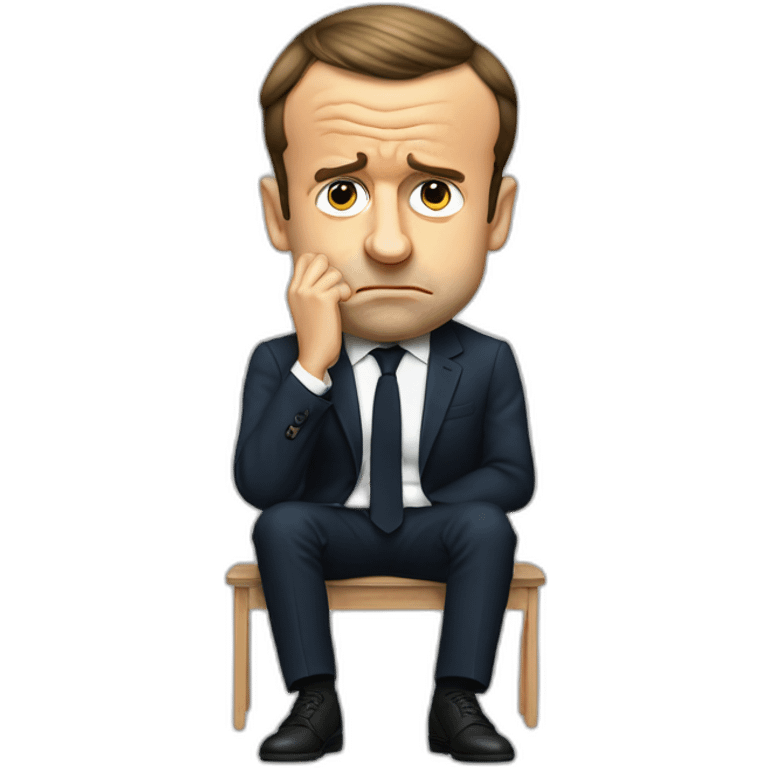 Emmanuel macron sad crying full body sitting emoji