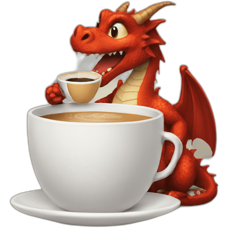 Dragon drinking coffee emoji