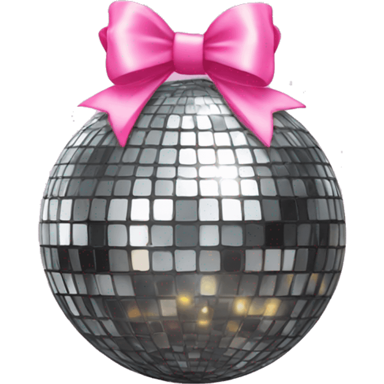 Disco ball with pink bow on top emoji