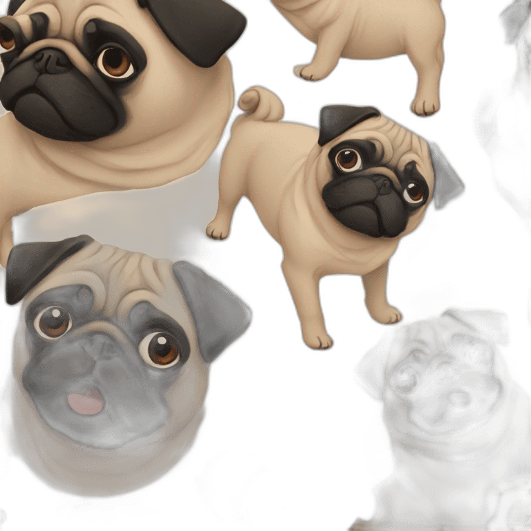 Lazy pug black emoji