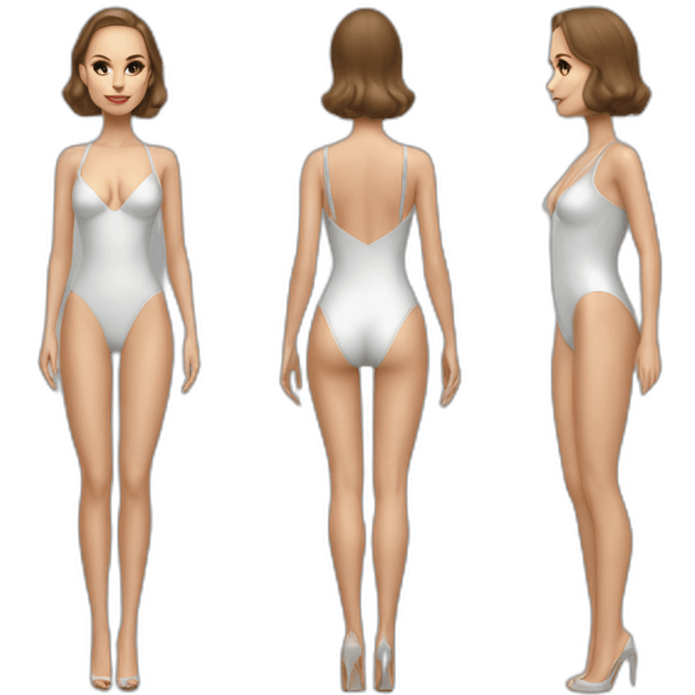 sexy natalie portman back on high heels swimming suit long legs posing relax rude emoji