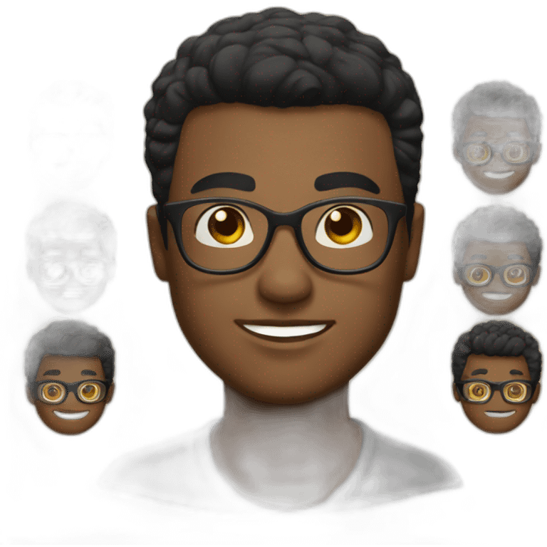 black short hair rounded glassses marketing men emoji