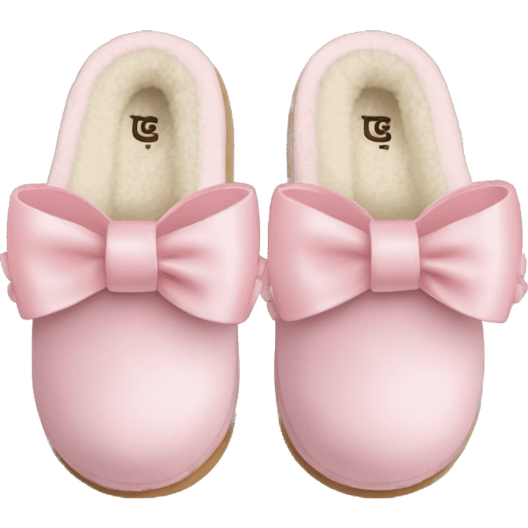 ugg slippers with light pink bows on the back emoji