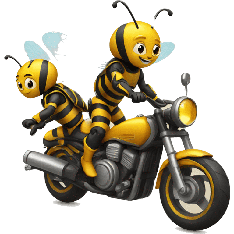 two bees riding a motorcycle emoji