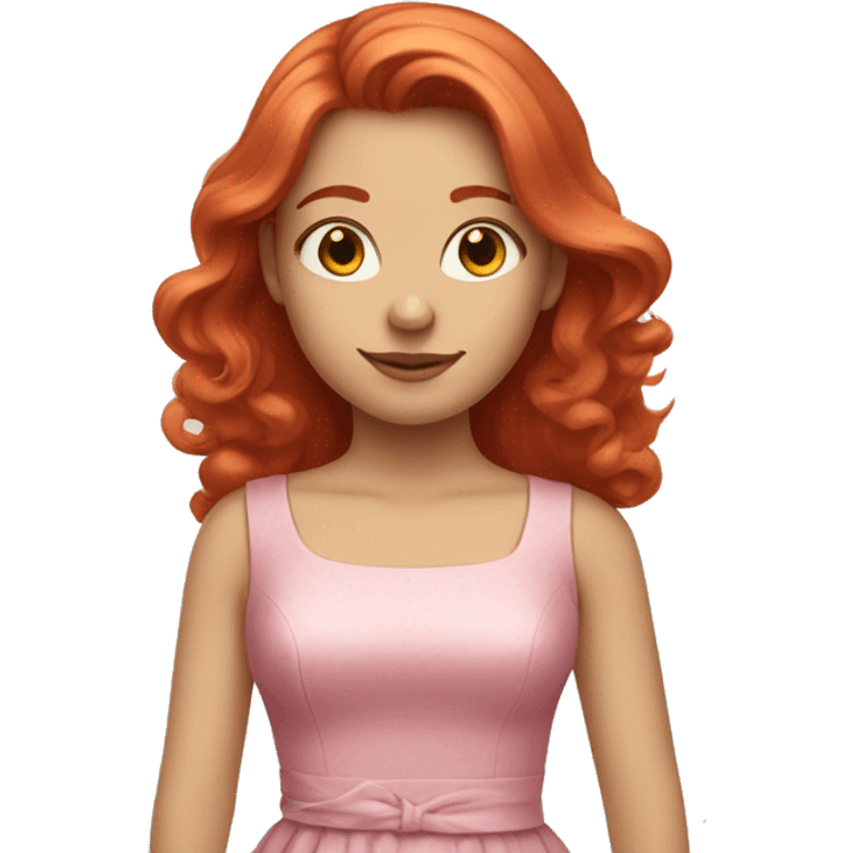 "A beautiful girl with red hair, fair skin, and wearing a pink dress." emoji