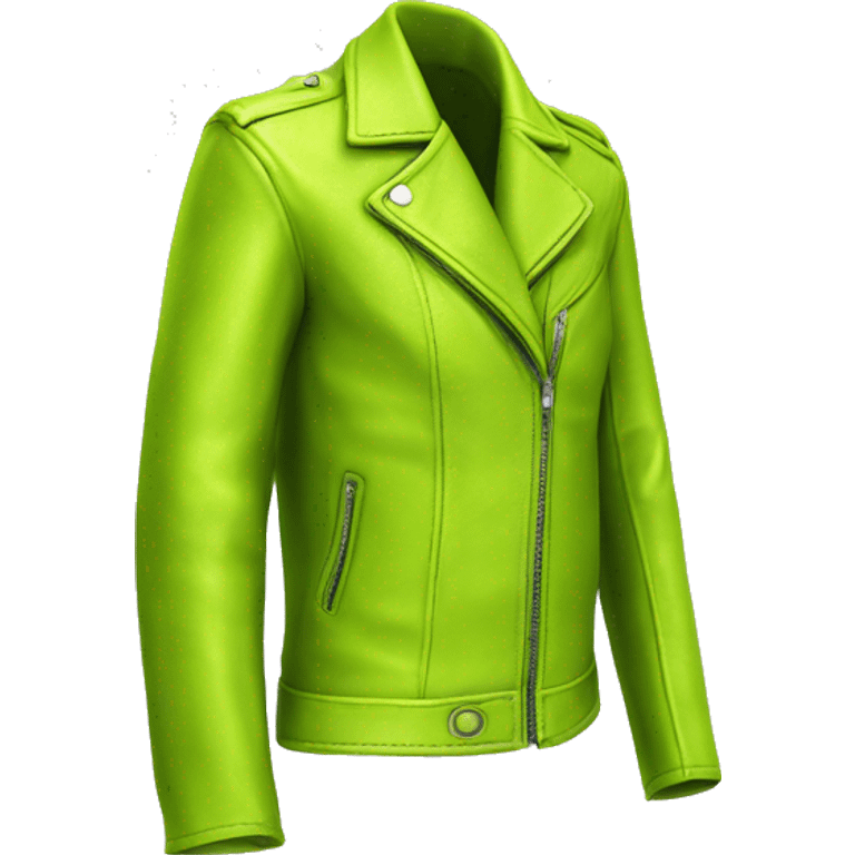 Realistic isolated side view of a lime green open fashion leather jacket. emoji