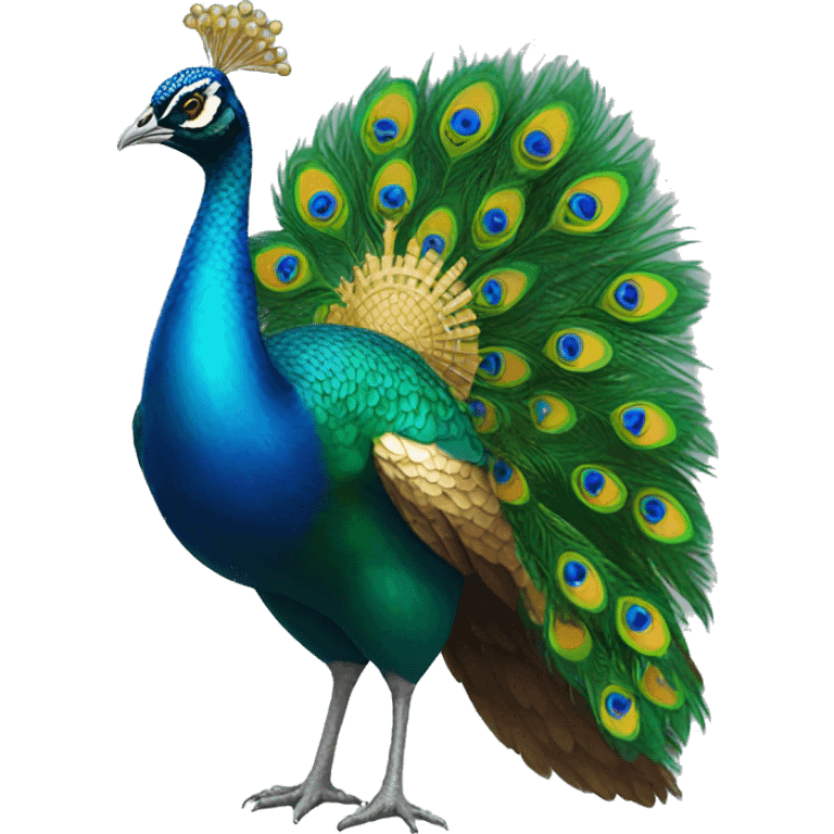 peacock wearing a crown emoji