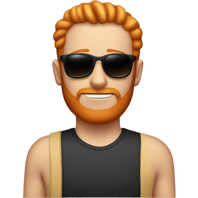 ginger man with little facial hear and sunglasses, should have little hair.should be middle aged emoji