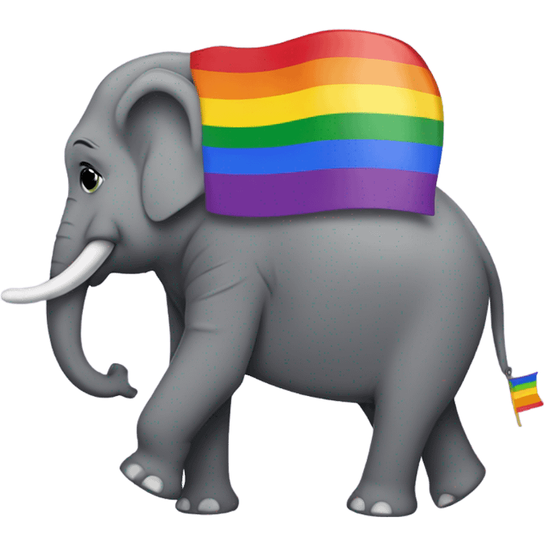 elephant with gay pride flag  emoji