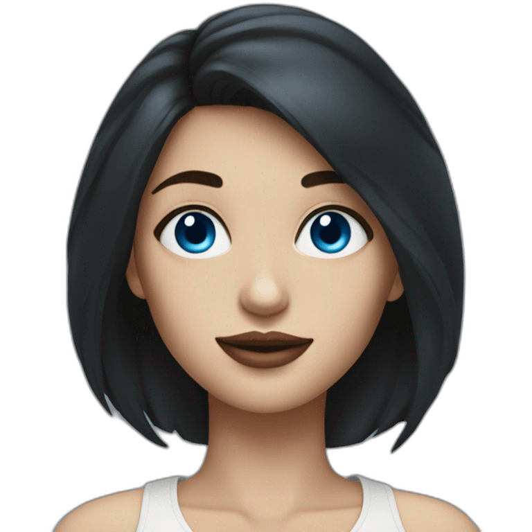 a woman with blue eyes and dark short hair realism emoji