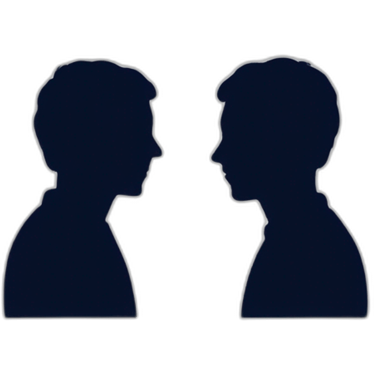 two silhouettes of people talking to each other emoji