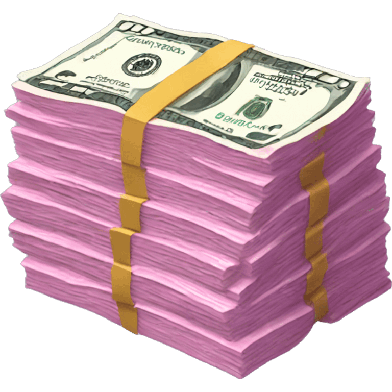 Stack of pink dollar bills emoji