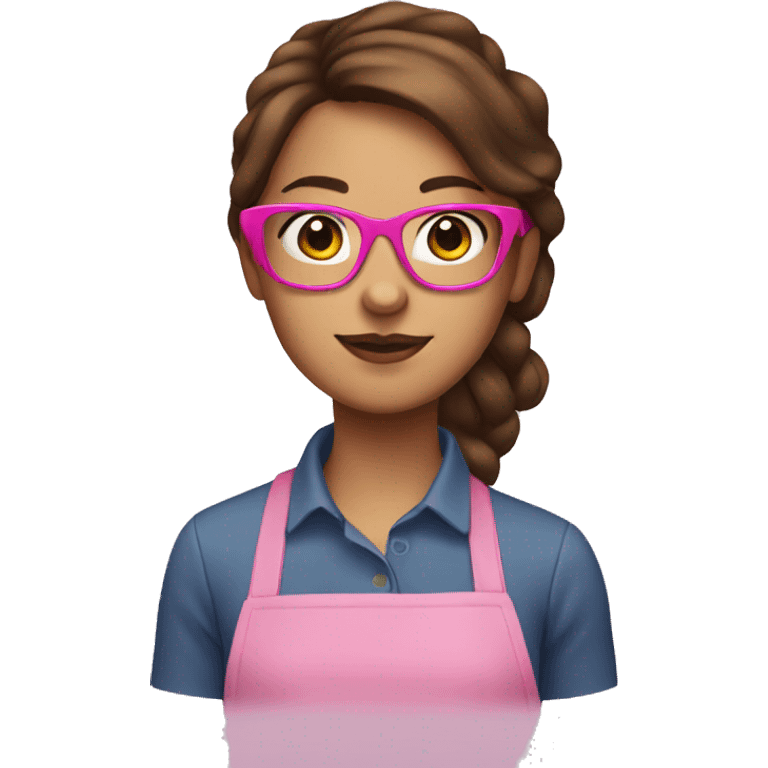 girl with brown hair and pink glasses baking  emoji