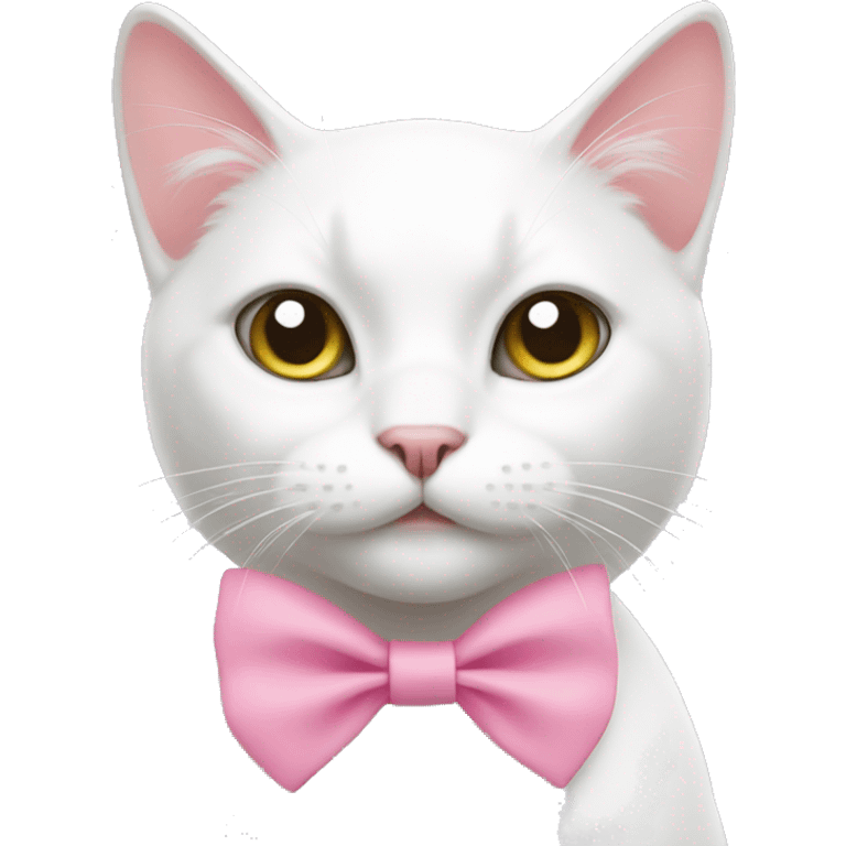 White cat with pink bow  emoji