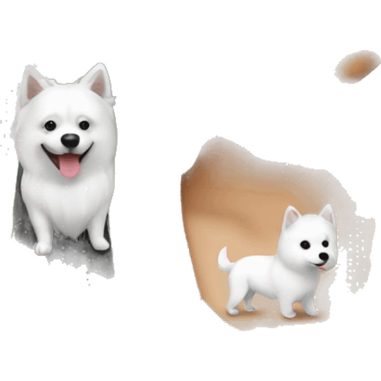 asian girl with Japanese spitz dog emoji