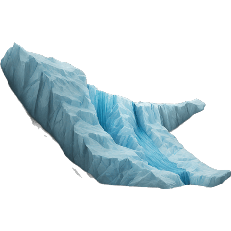 A long glacier flows between the mountains on either side emoji