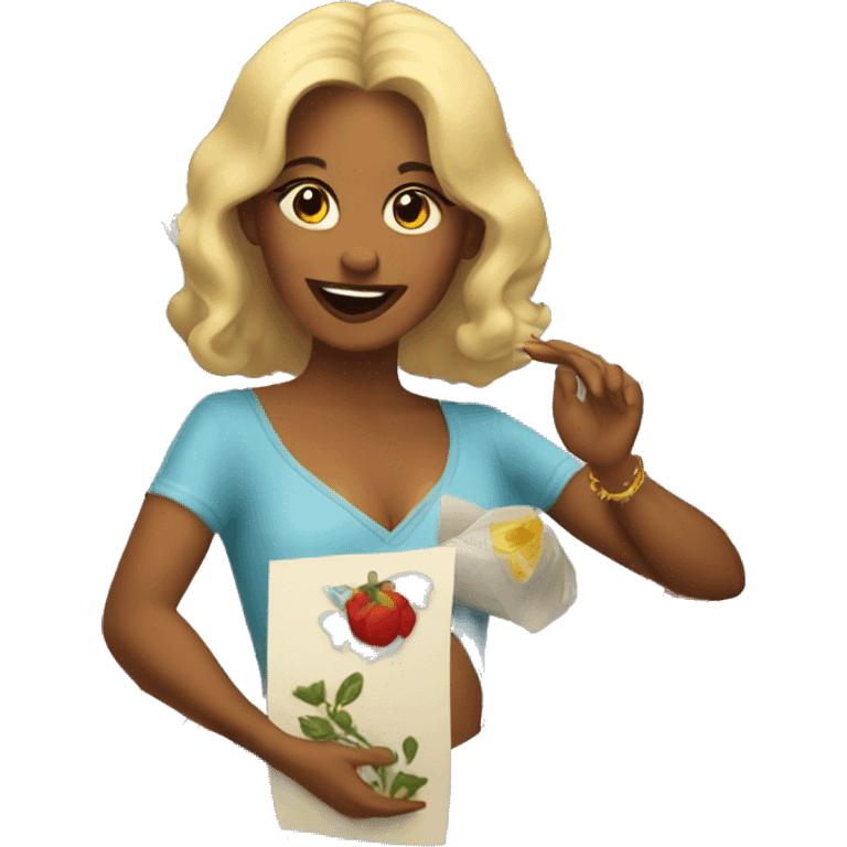 Lady playing Loteria  emoji