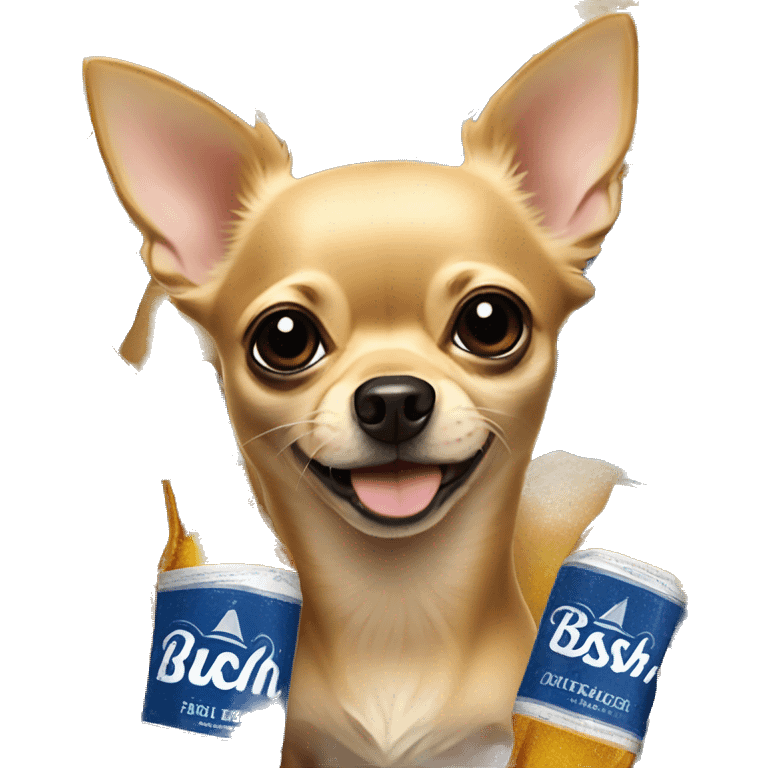 Tan chihuahua with Busch light beer emoji