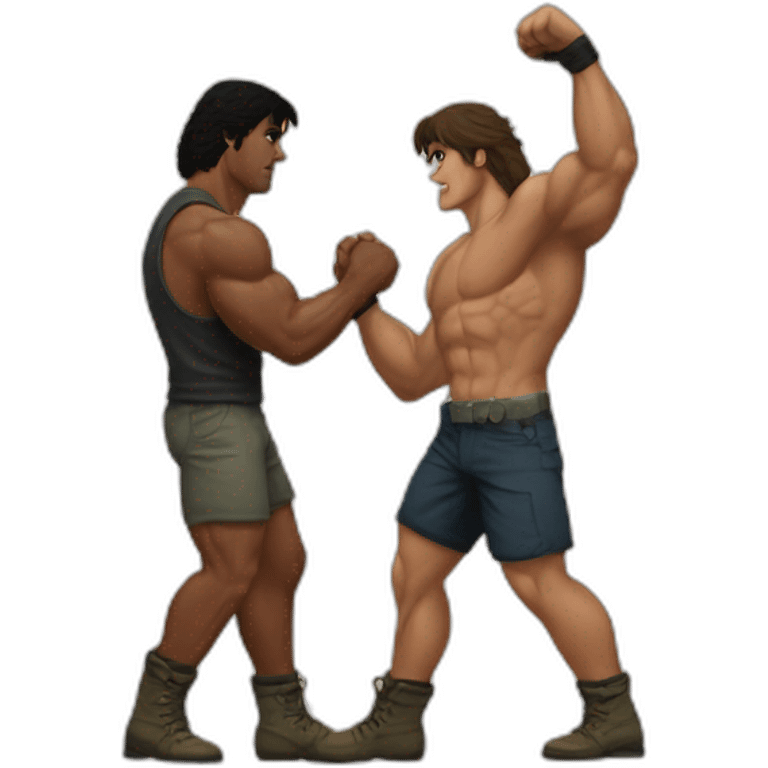 Rocky and Rambo Hand in hand emoji