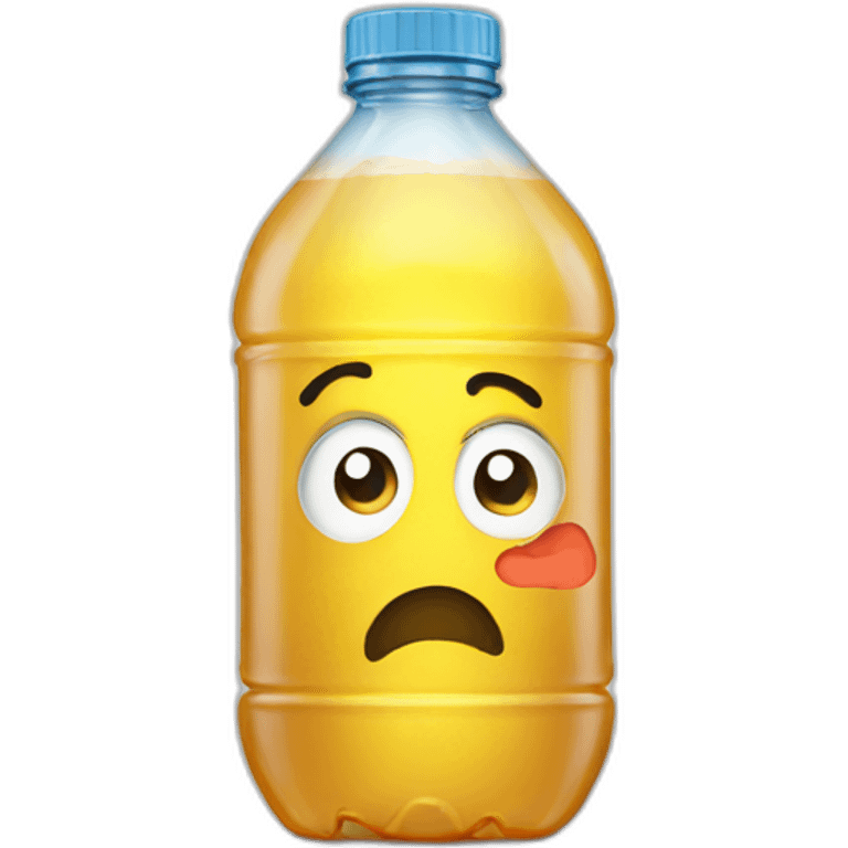 A thinking trashed plastic bottle emoji