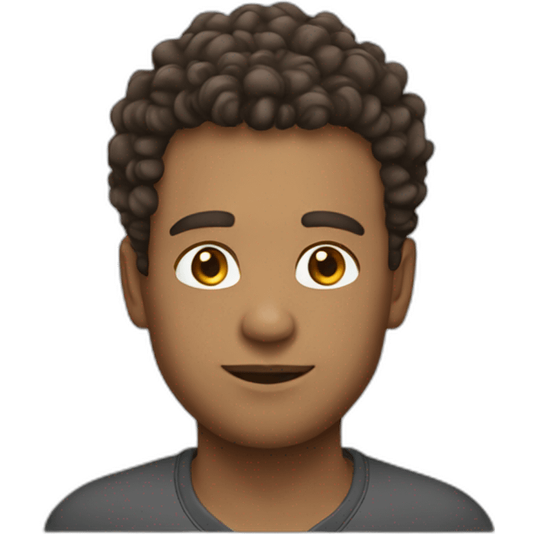 Man with brown curly hair fade haircut emoji