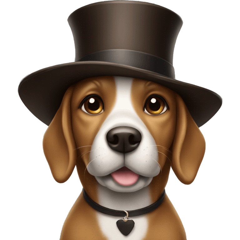 cute brown dog wearing a top hat emoji