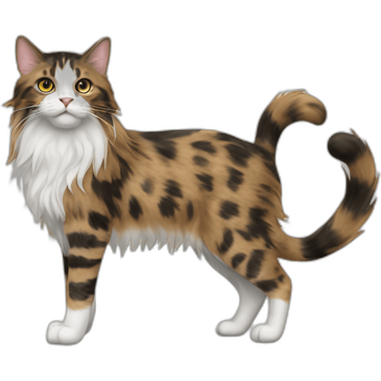 Mottled coloured cat long hair only 3 legs emoji