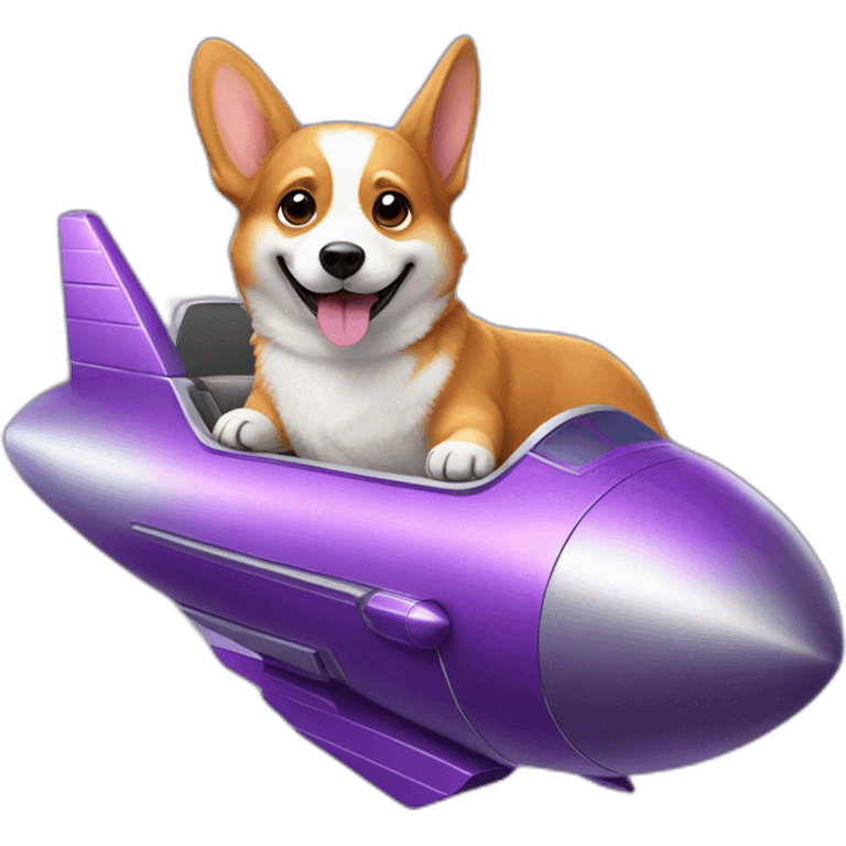 corgi riding purple spaceship emoji