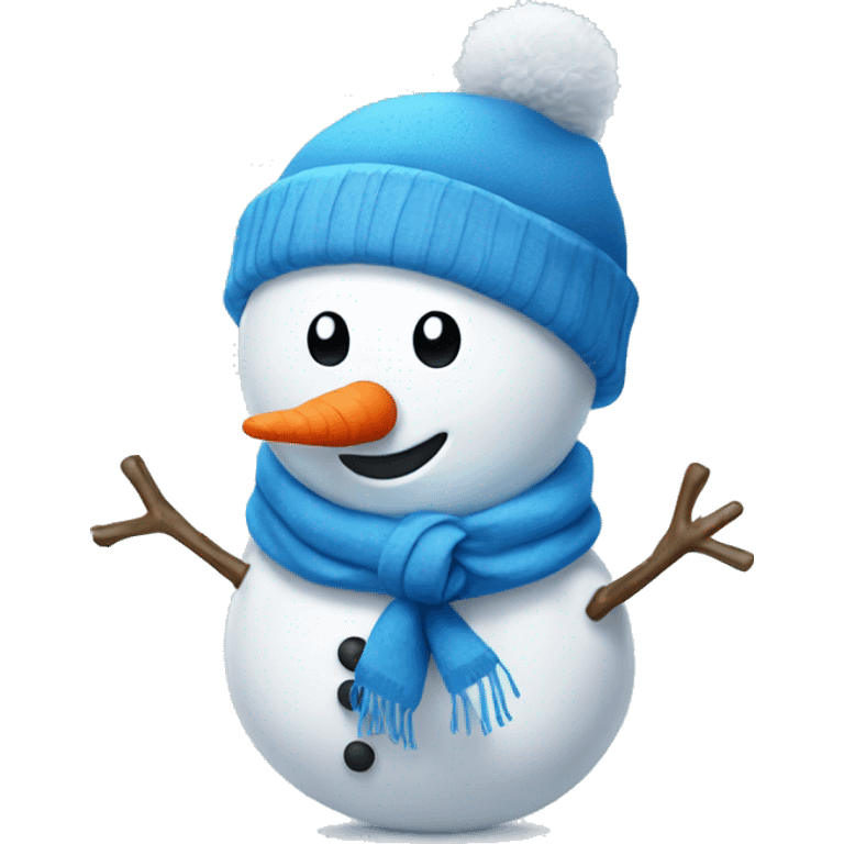 Snowman with a blue Santa hat and blue scarf emoji