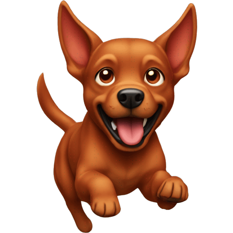 solid red dog with pointed ears running emoji