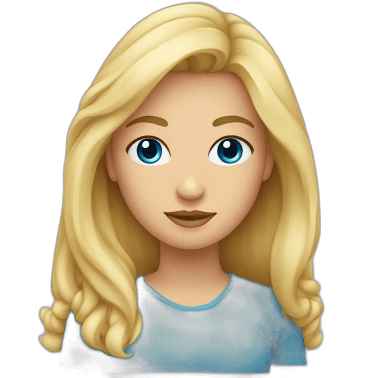 mujer rubia con pelo liso y ojos azules emoji