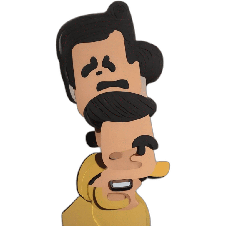 homme, moustachu assez vieux, avec le haut du crâne, chauve des cheveux sur la nuque, et autour des oreilles qui rit beaucoup avec quelques dents cassées emoji