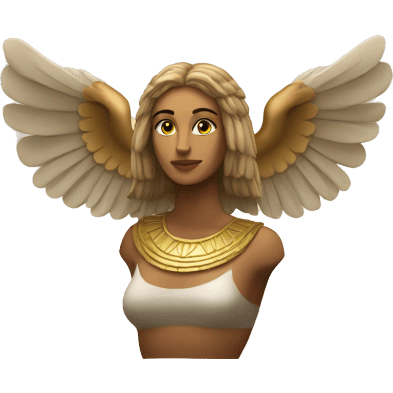 An emoji representing a greek sphinx (not egyptian) with wings of an eagle and face of a woman emoji