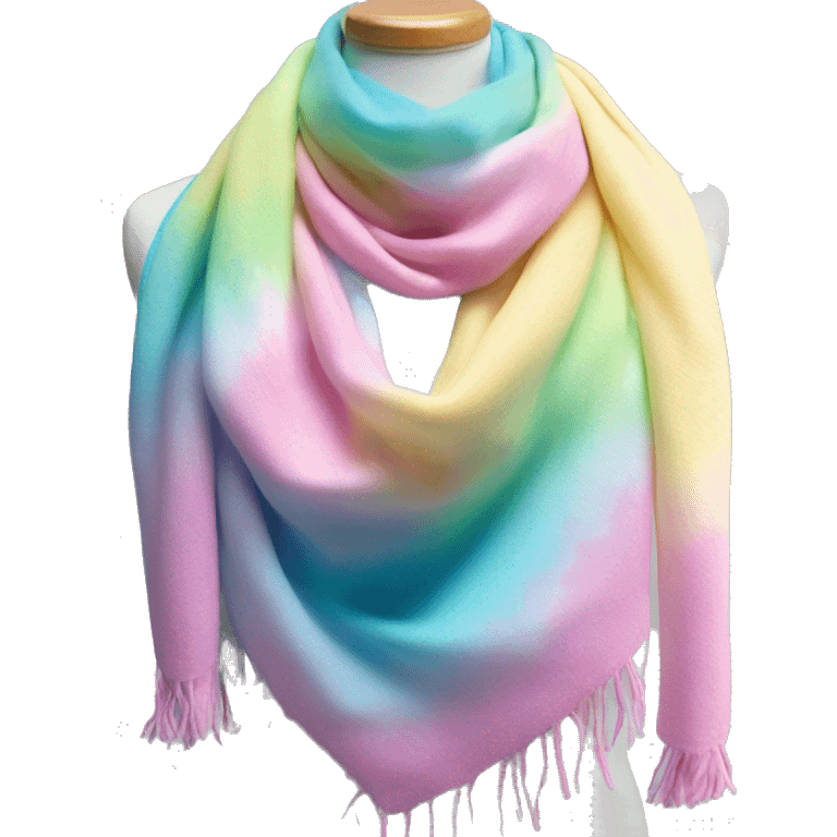 Realistic pastel tie dye ombre winter scarf.  emoji