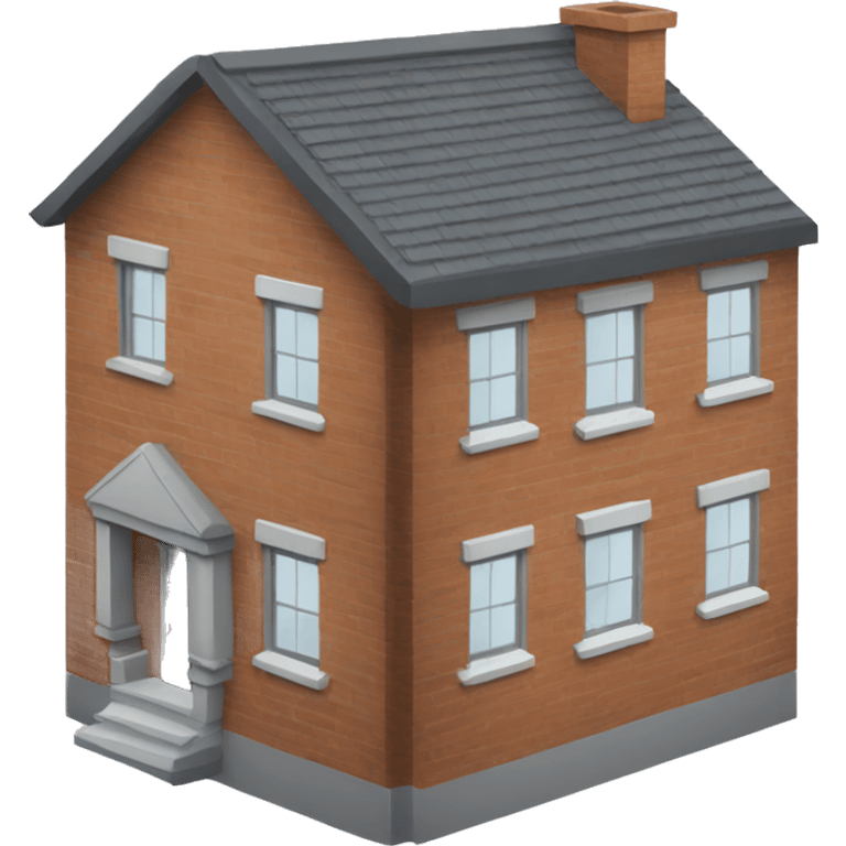 house made of bricks, with dark grey windows and grey flat roof emoji